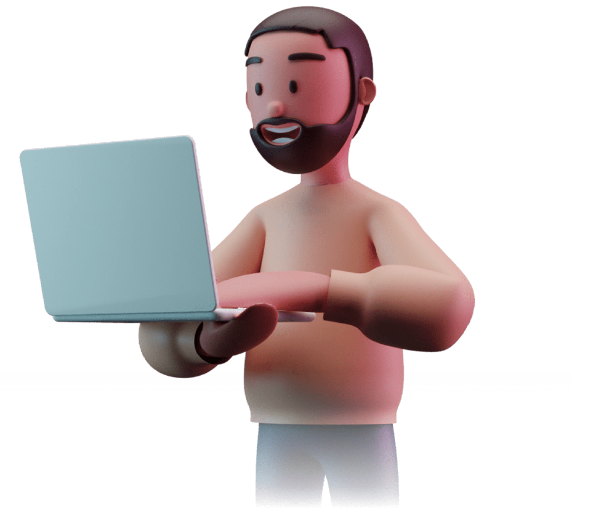 Image of a cartoon man with a laptop