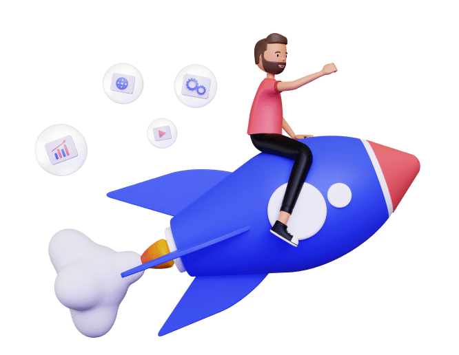 Image of a rocket with a man