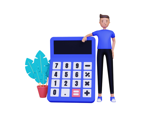 Image of a calculator with a man